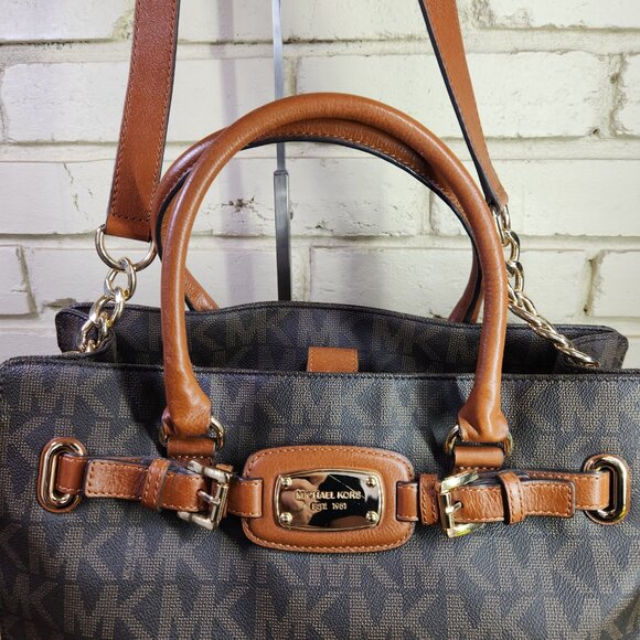 Euc Michael Kors Hamilton Brown Monogram Shoulder Bag Purse - Picture 4 of 13